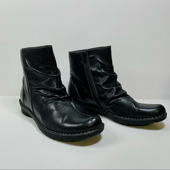 Clarks Shoes - Clarks Black Ankle Boot Size 9 Ruched